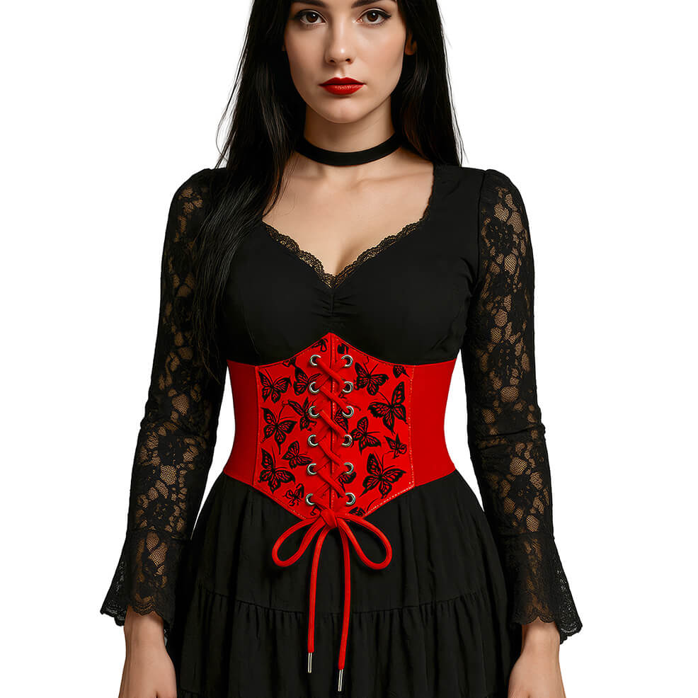 Corset Rouge Papillons