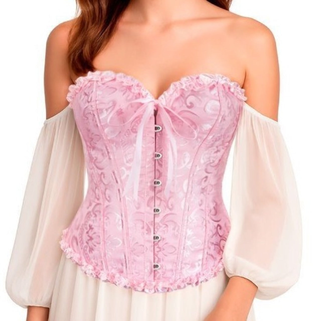 Corset Rose Coeur avec Nœud