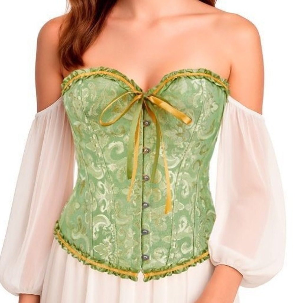 Corset Vert Coeur avec Nœud