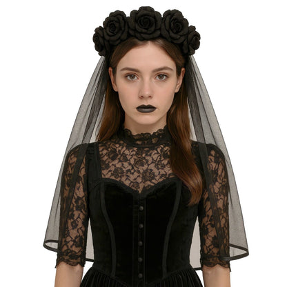 Serre-tête Catrina Veuve avec voile