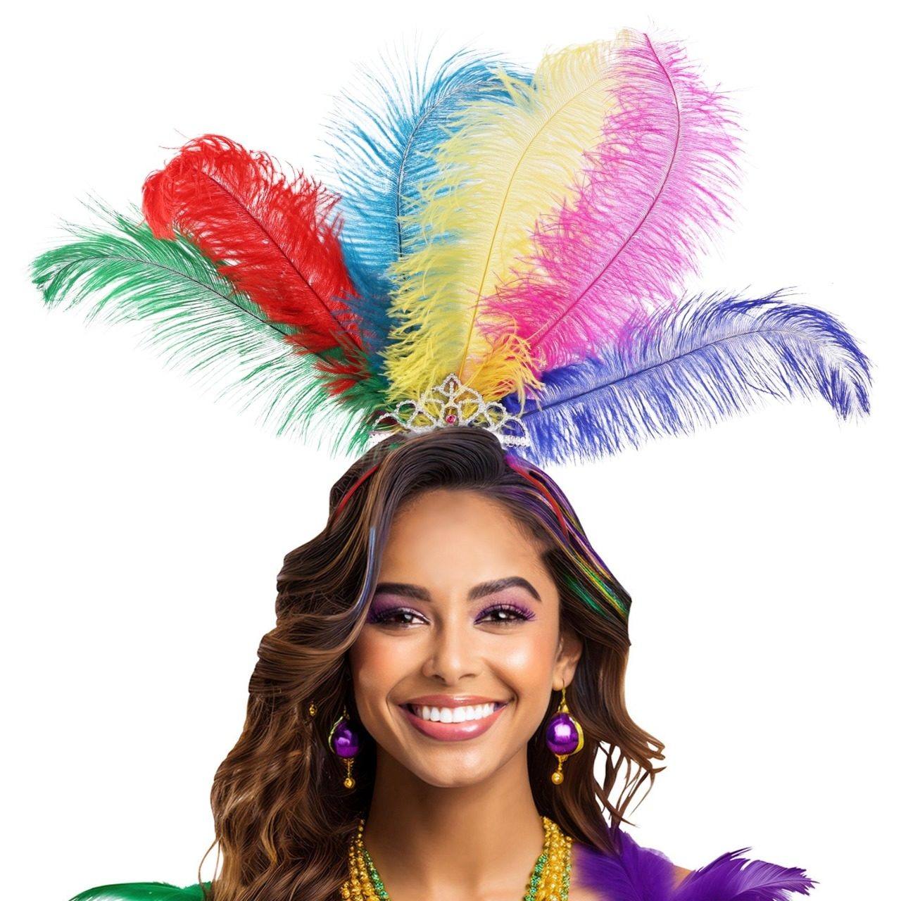 Diadème de plumes arc-en-ciel