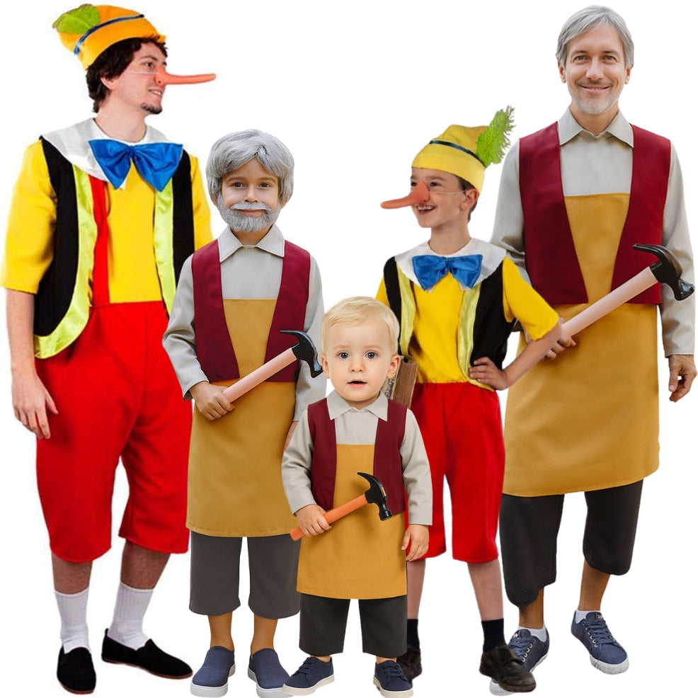 Disfraces en grupo de Pinocho y Gepetto