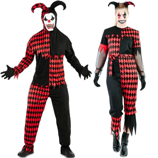 Déguisement de couples d'Arlequin Maléfique 