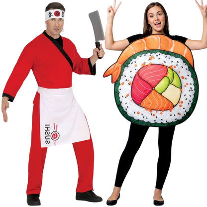 Disfraces en pareja de Cocinero y Sushi