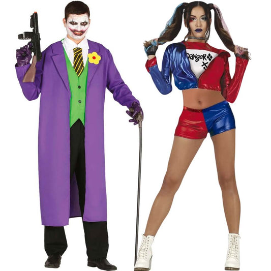 Costumes de couple gris Joker et Harley