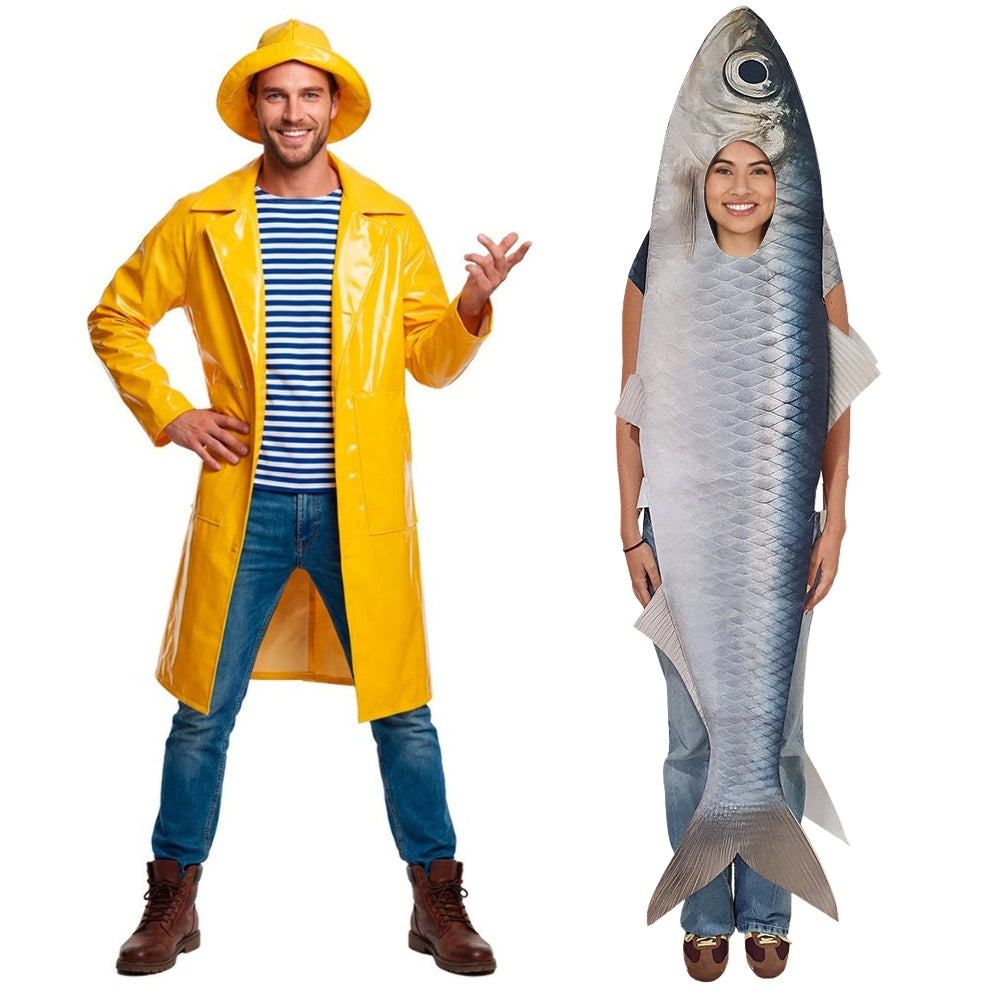 Déguisements en couple de Pêcheur et Sardine