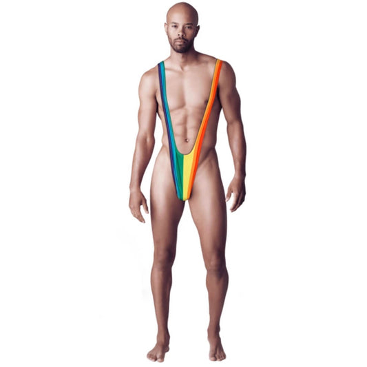 Déguisement de Borat Mankini Arc-en-ciel pour adulte