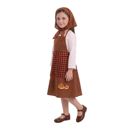 Déguisement de vendeuse de châtaignes marron pour fille