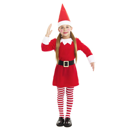 Déguisement d’elfe de Noël rouge pour fille
