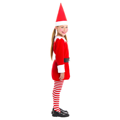 Déguisement d’elfe de Noël rouge pour fille