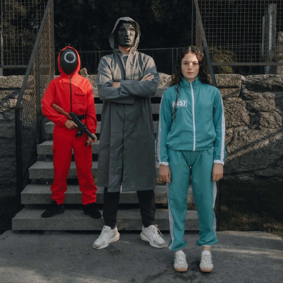 Disfraz grupo juego del calamar