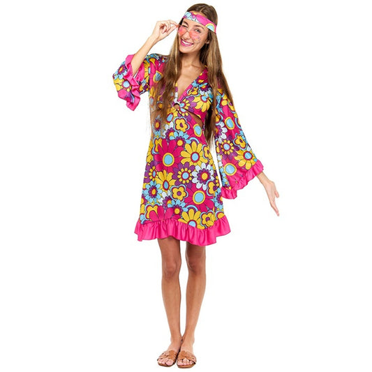 Déguisement Hippie Fuchsia femme