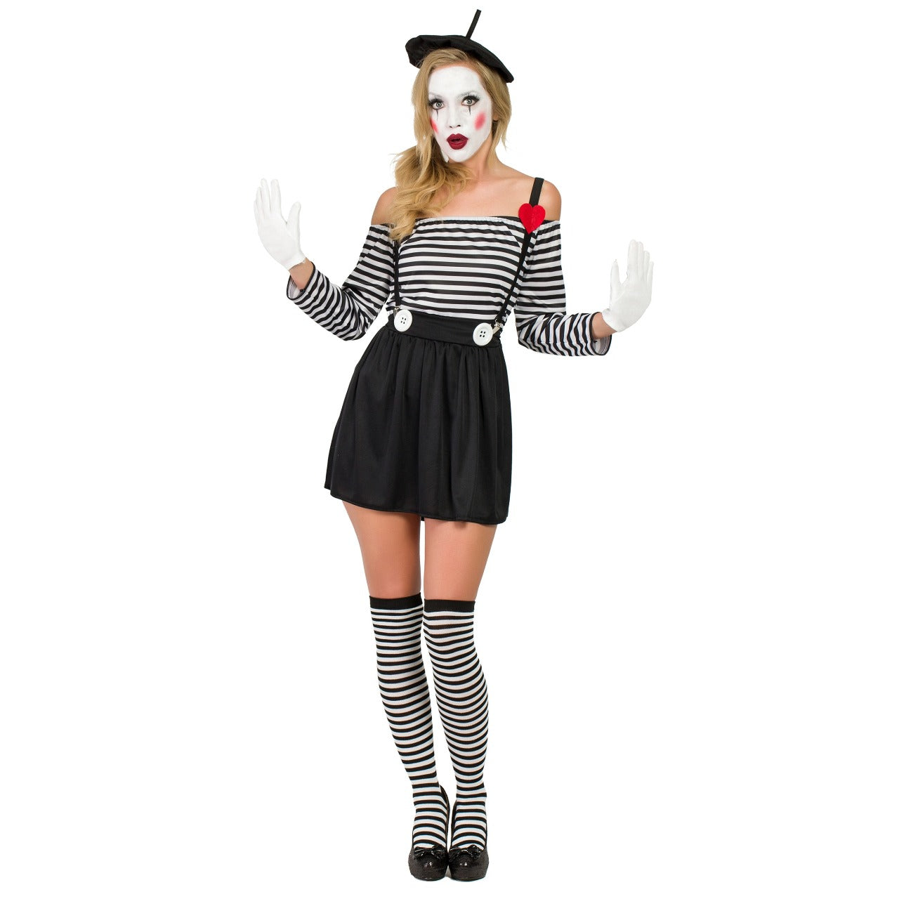 Déguisement de mime cœur pour femme