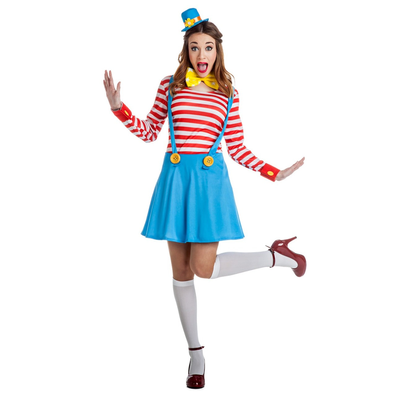 Déguisement de clown à rayures pour femme