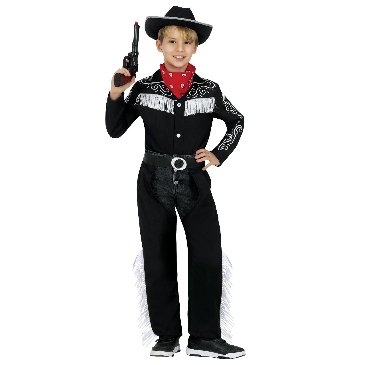 Déguisement de cow-boy noir à franges pour enfant
