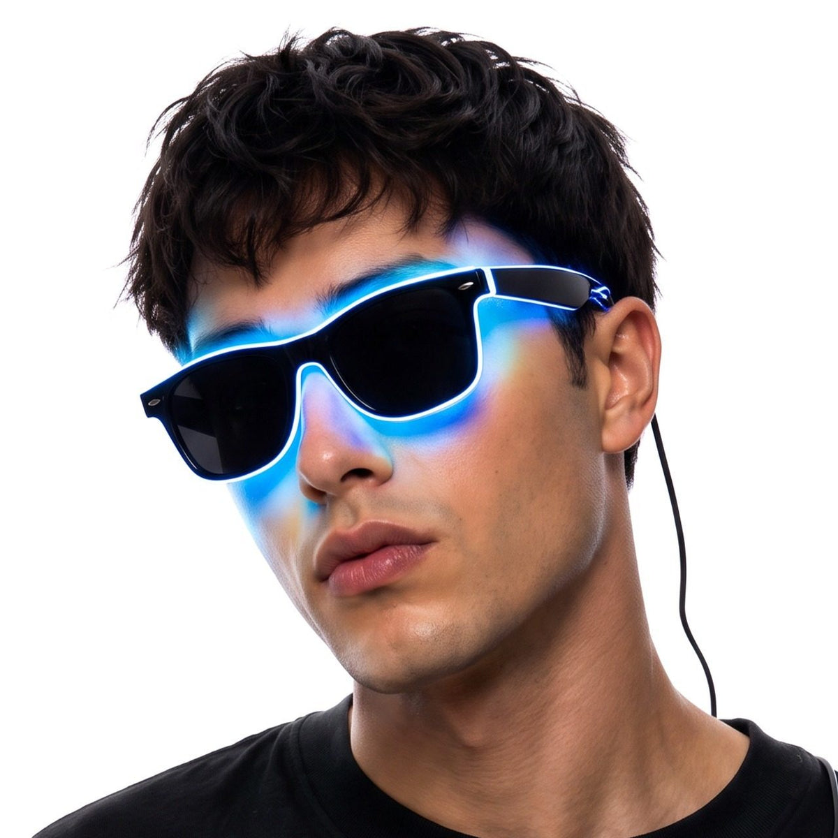 Lunettes noires avec lumières LED (couleurs assorties)