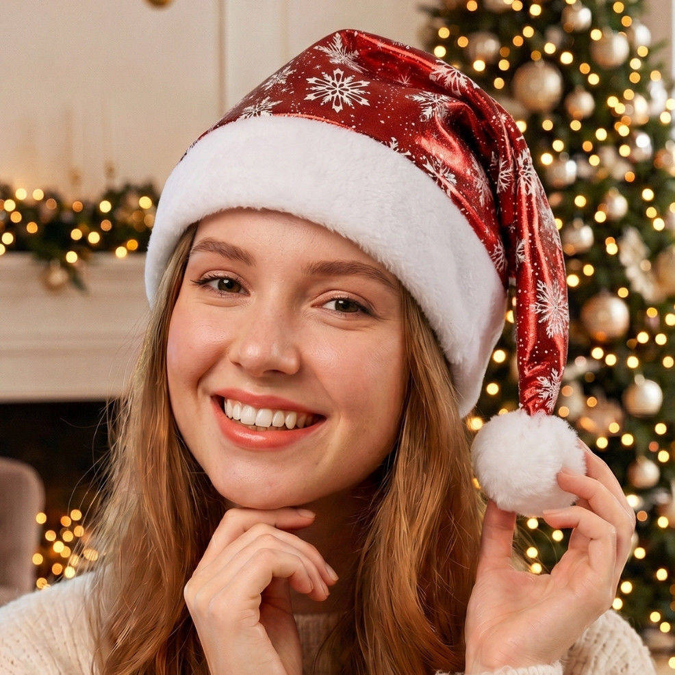 Bonnet de Noël Rouge Métallisé