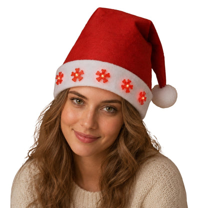 Bonnet de Père Noël Flocons Lumineux