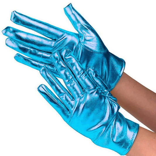 Gants Métallisés Bleu Clair