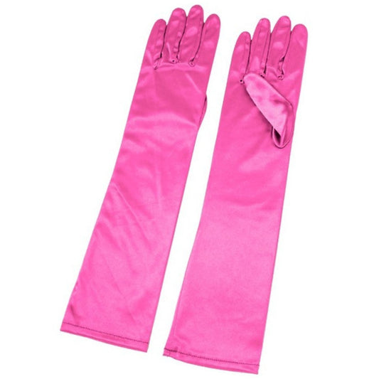 Gants Longs Fuchsia en Satin