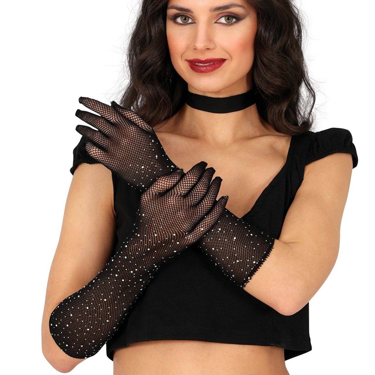 Gants Longs en Résille avec strass