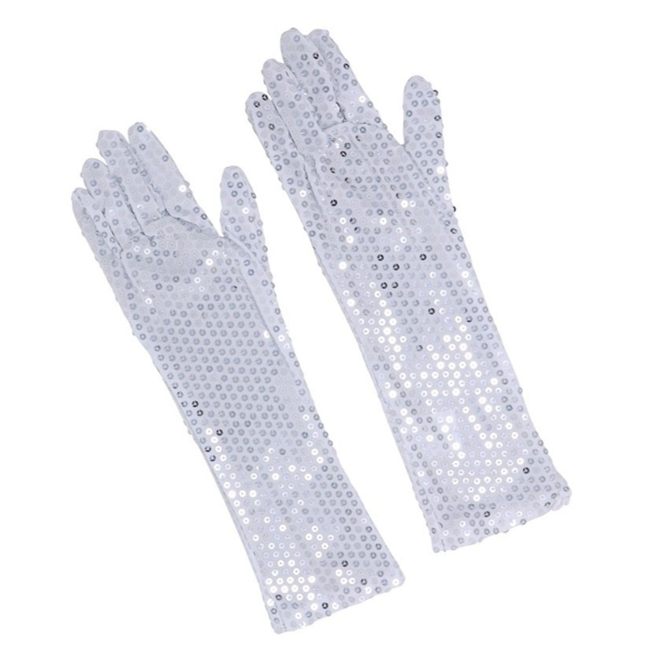 Gants Argentés Paillettes Longs