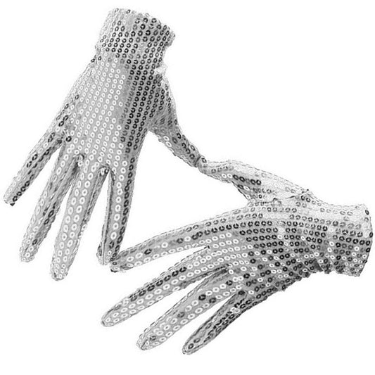 Paire de Gants à paillettes argentés