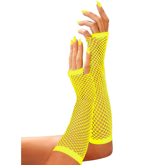 Gants Longs en Résille Jaunes