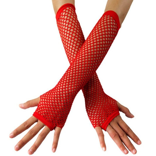 Gants en Résille Longs Rouge