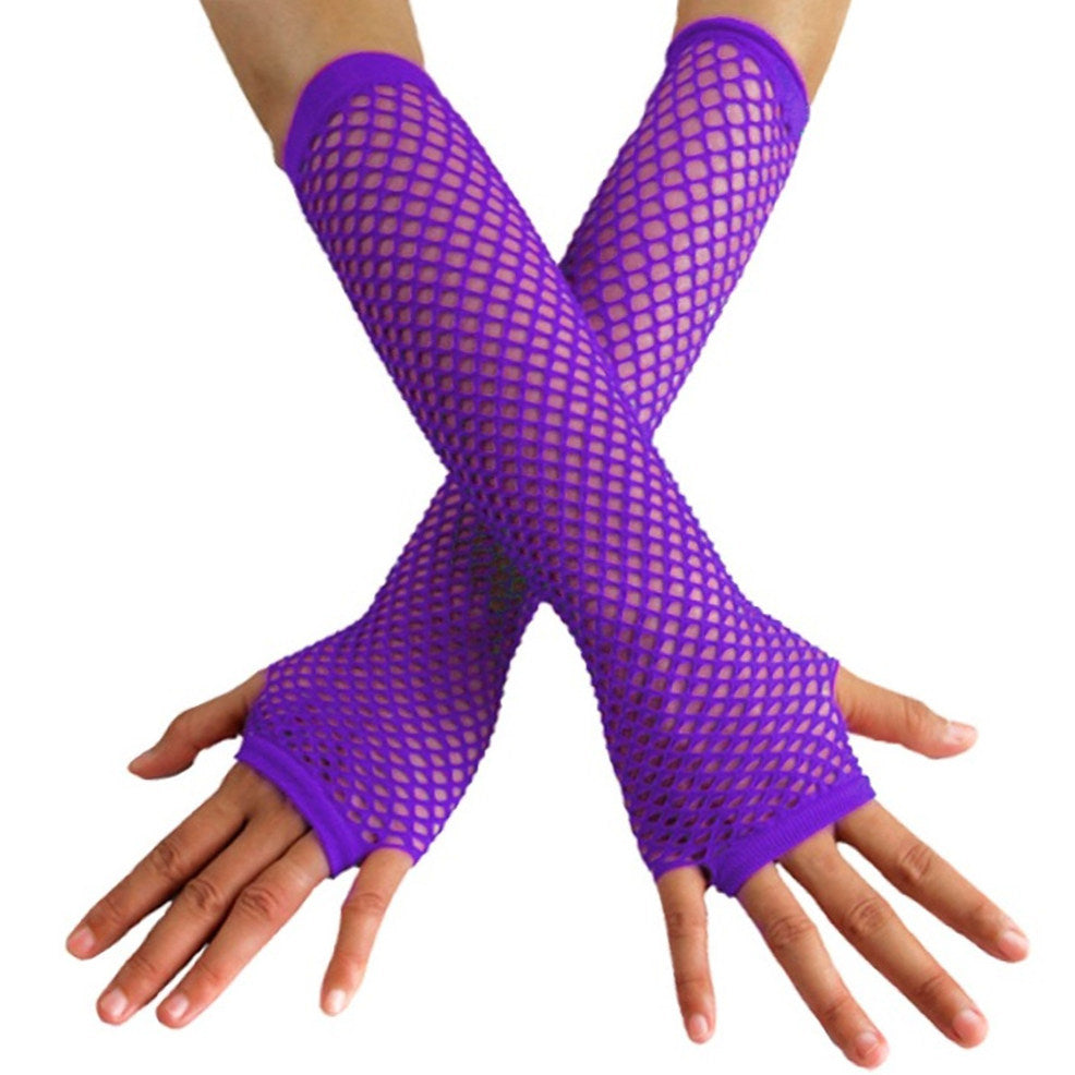 Gants Longs en Résille Violets