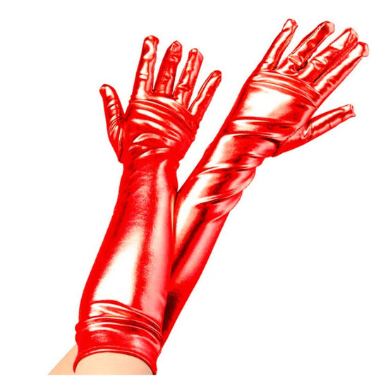 Gants Longs Rouges Métallisés