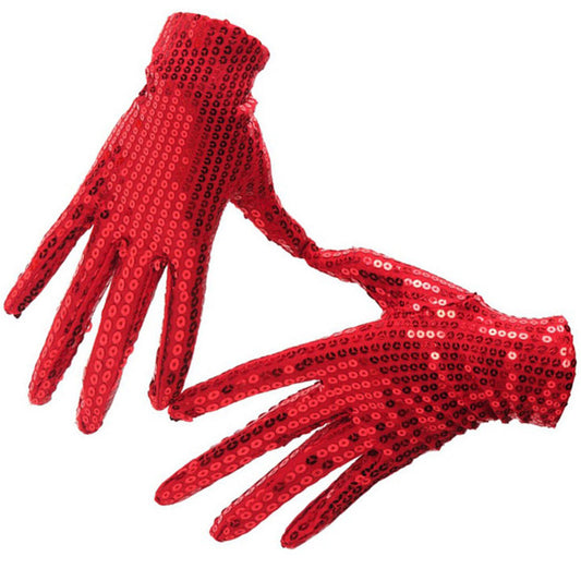 Paire de Gants à paillettes rouges