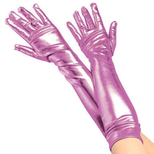Gants Longs Roses Métallisés