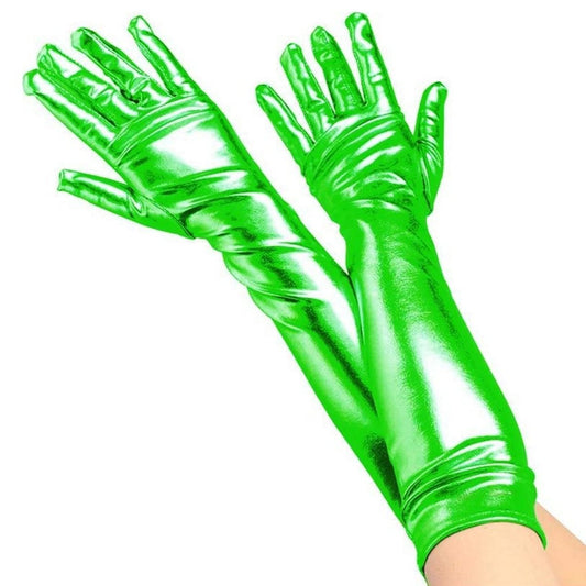 Gants Longs Verts Métallisés