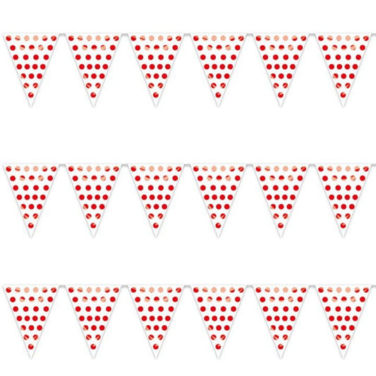Guirlande Triangle Blanc à Pois Rouges