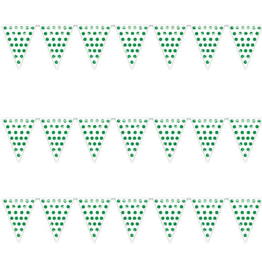 Guirlande Triangle Blanc à Pois Verts