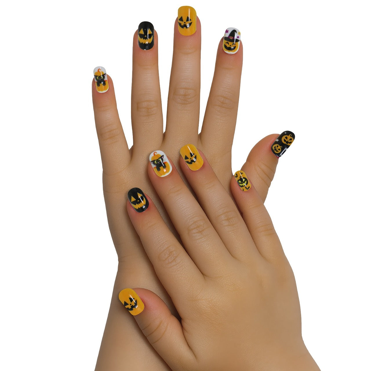 Kit 12 Ongles Halloween Citrouilles enfant