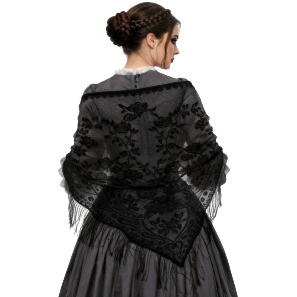 Châle en dentelle noire