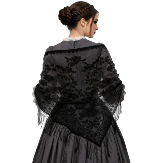 Châle en dentelle noire