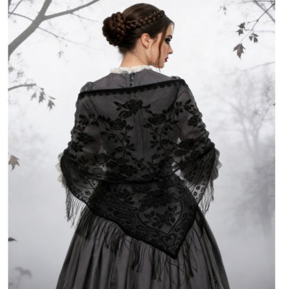 Châle en dentelle noire