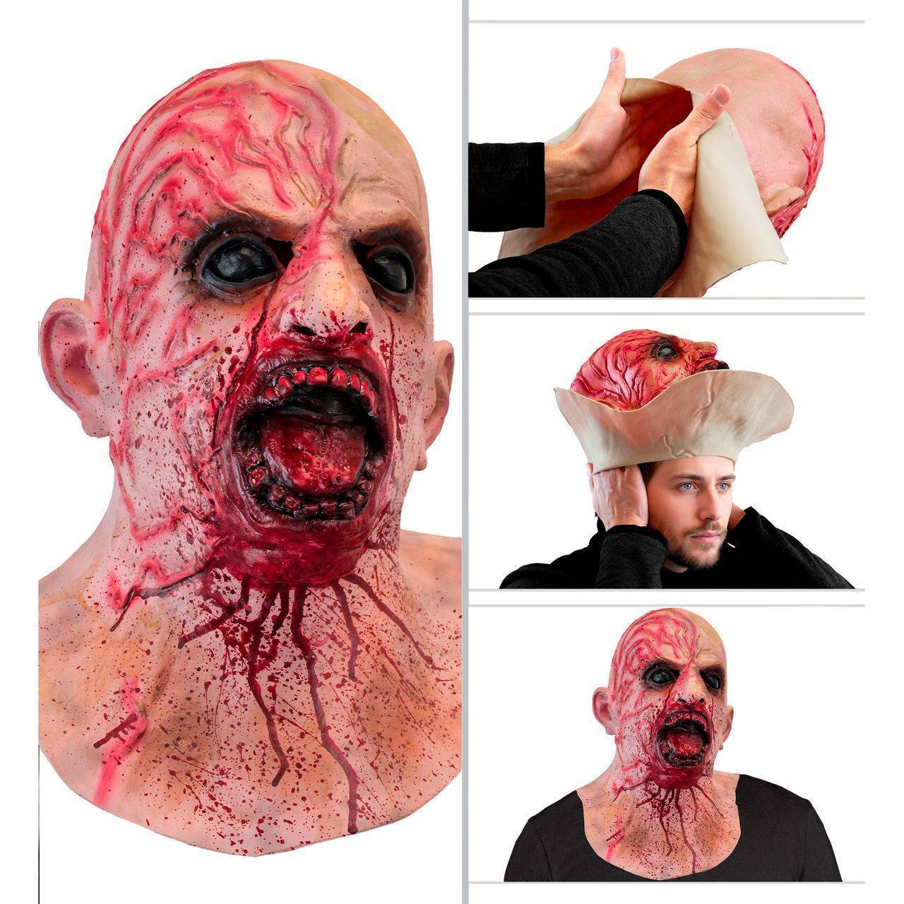 Masque en latex de Zombie Sanglant avec Col