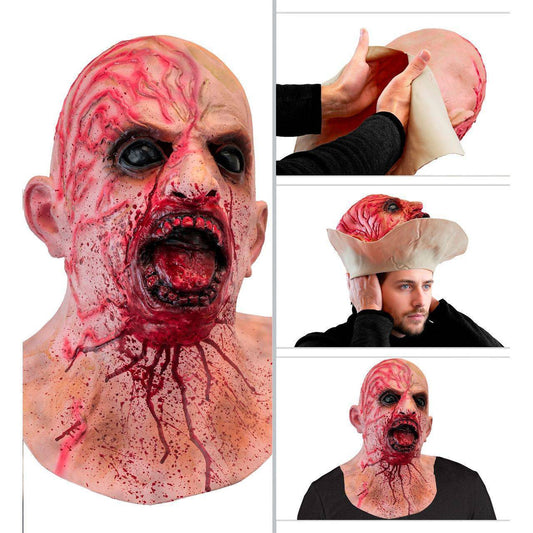 Masque Latex de Zombie Sanglant avec Col