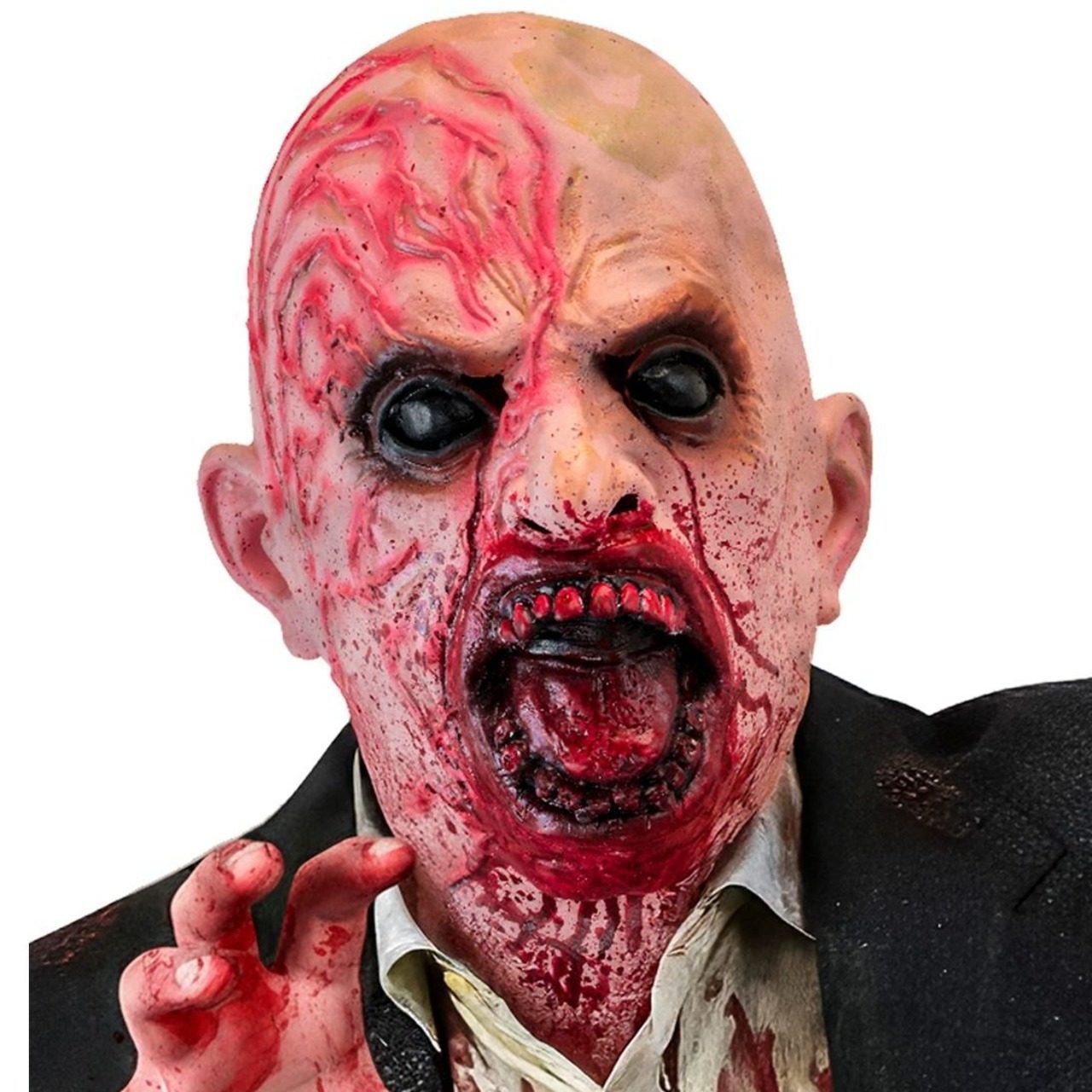Masque en latex de Zombie Sanglant avec Col