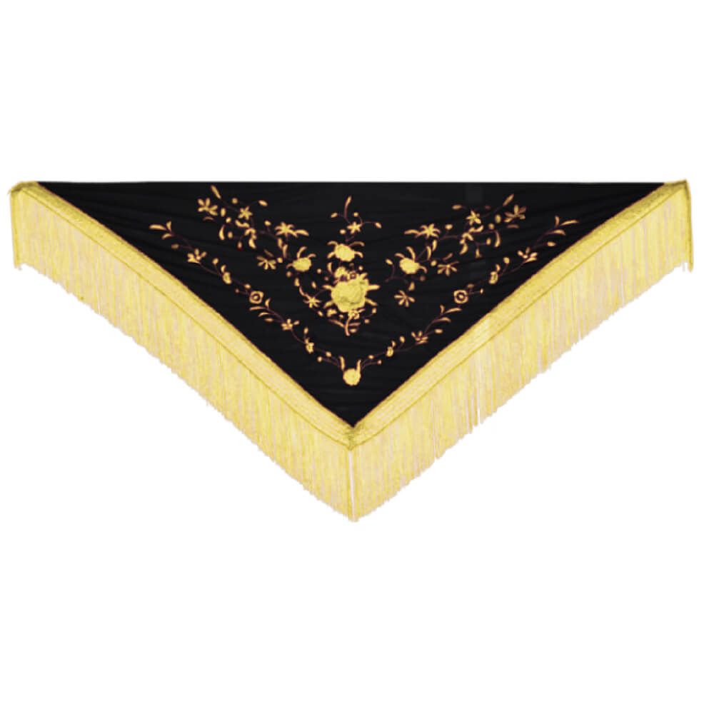 Châle Noir et Beige Brodé 