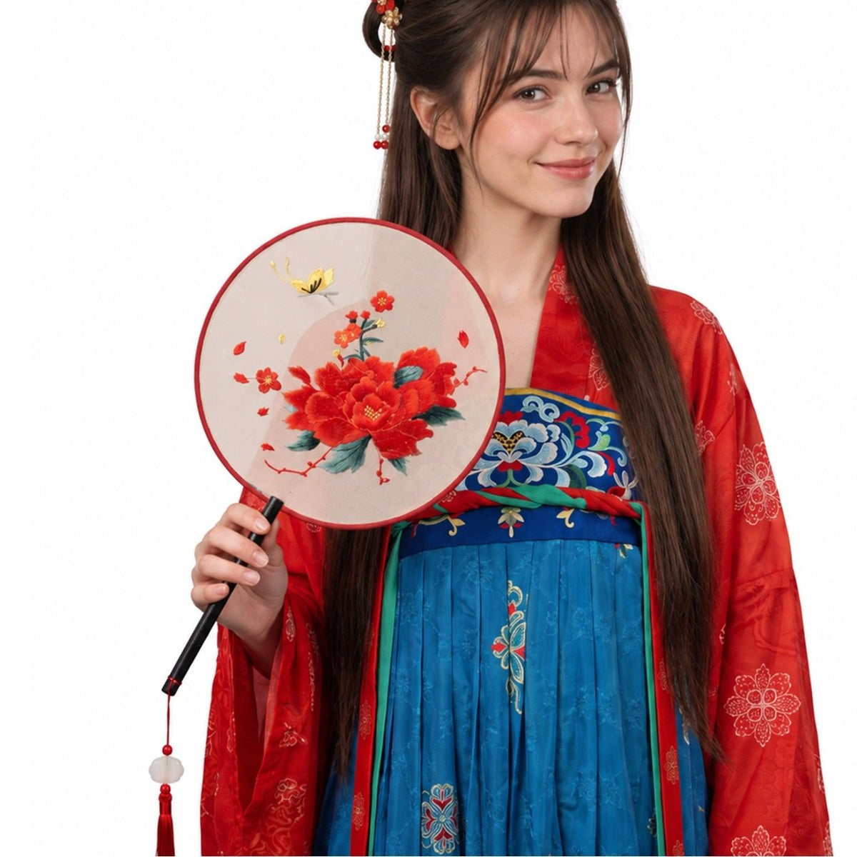 Éventail chinois fleurs