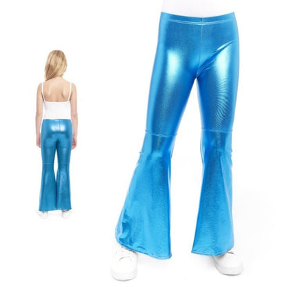 Pantalon évasé bleu métallisé pour enfant