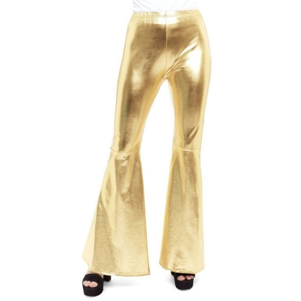 Pantalon évasé doré métallisé