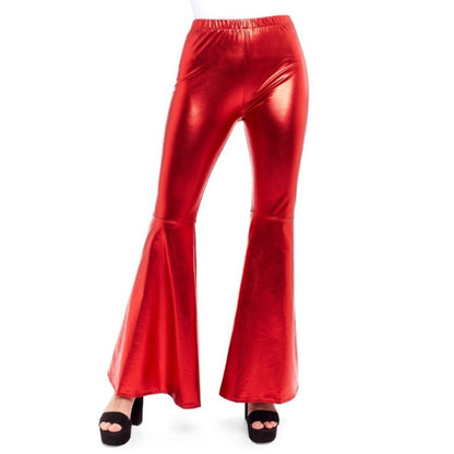 Pantalon évasé rouge métallisé