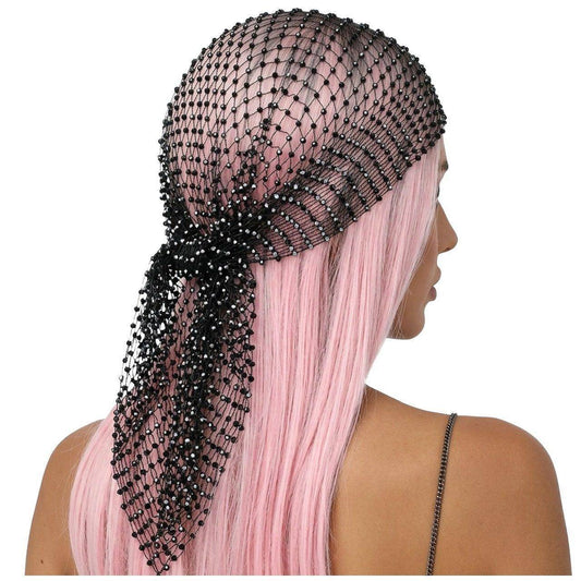 Foulard Noir de Festival avec Strass