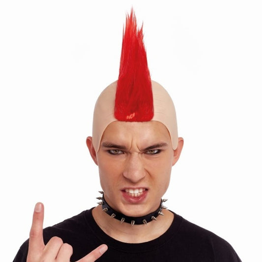 Perruque Punky à Crête Rouge